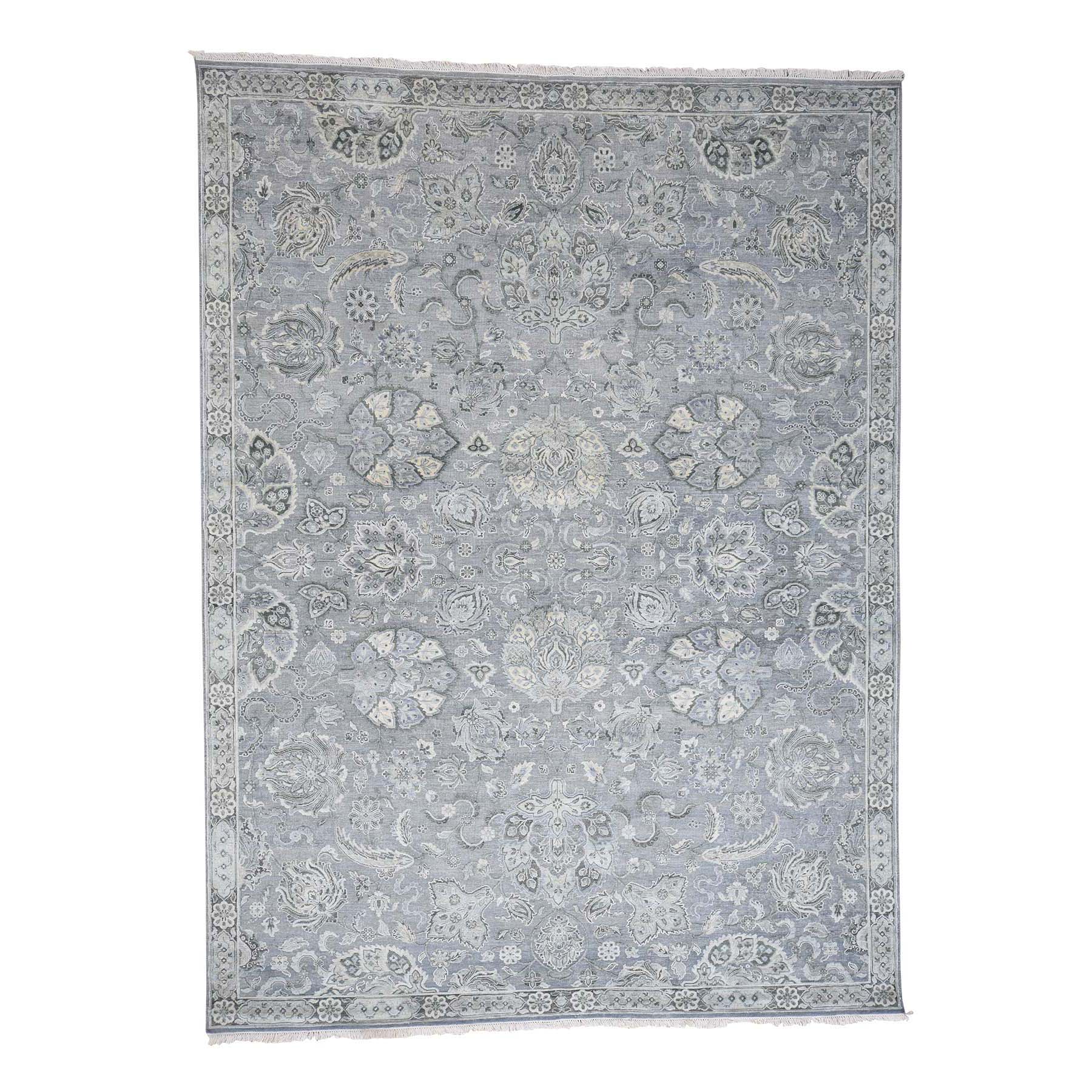 Transitional Silk Hand-Knotted Area Rug 9'0